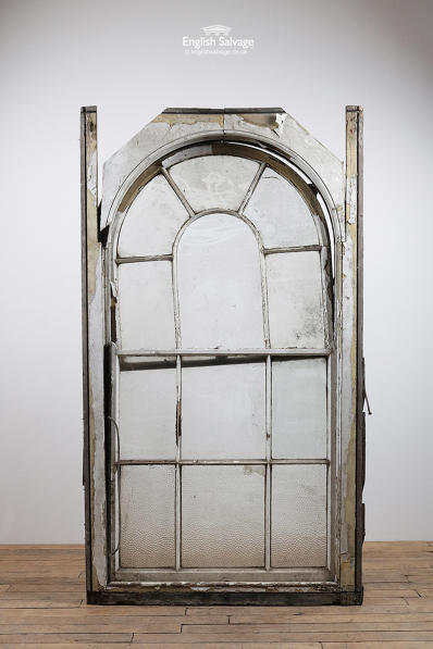 Reclaimed arched wooden sash window and frame