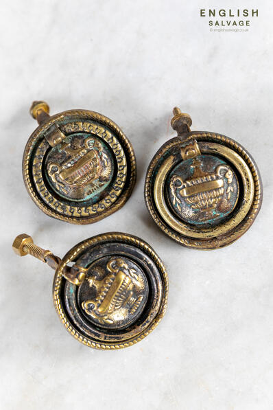 Reclaimed brass cabinet pull rings