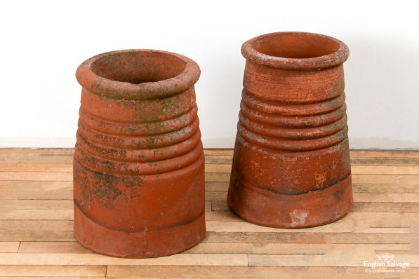 Reclaimed buff clay ribbed chimney pots