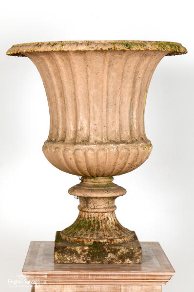 Reclaimed cast iron fluted garden urn