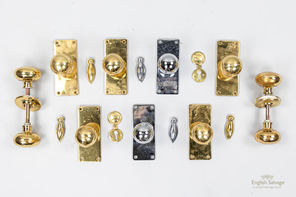 Reclaimed chrome and brass door knob sets