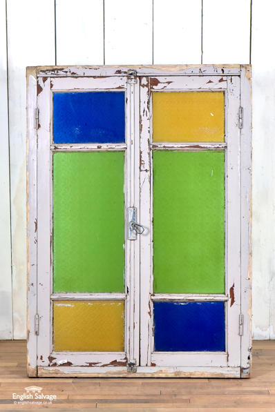 Reclaimed coloured glass window unit 