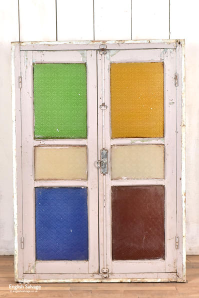 Reclaimed coloured glass window unit