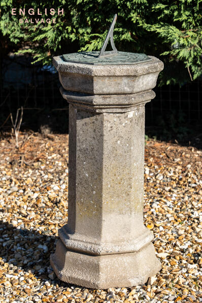 Reclaimed composition stone sundial 