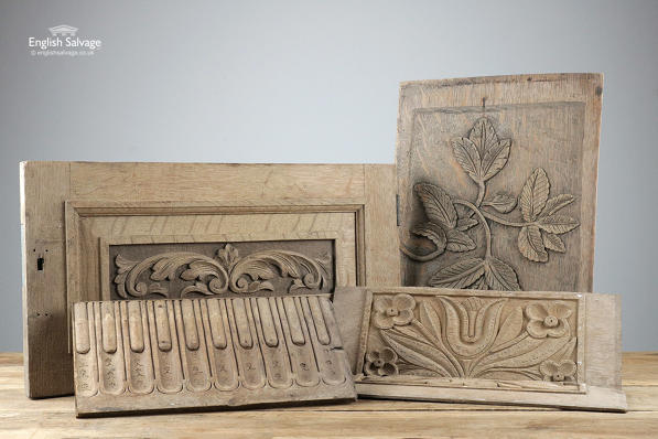 Reclaimed decorative carved oak panels