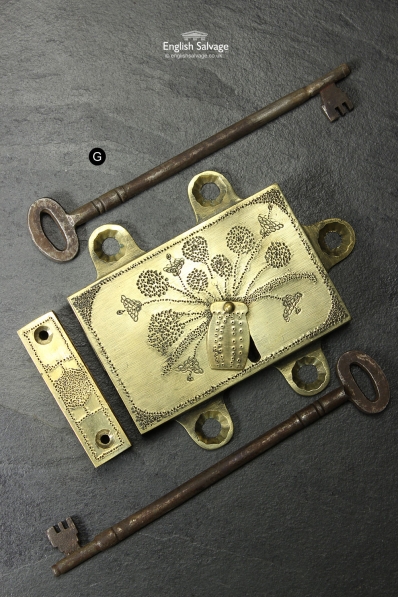 Reclaimed Floral Etched Door Lock with Keys