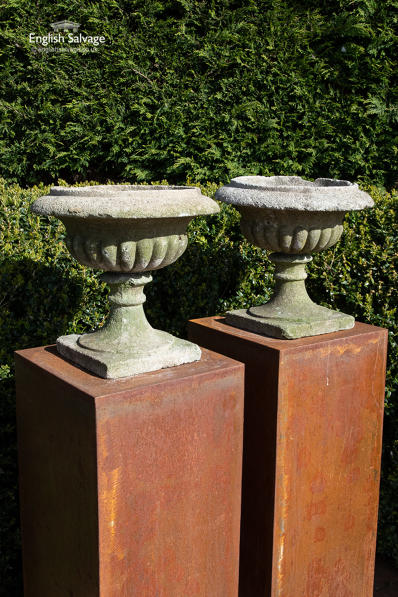 Reclaimed fluted Tazza garden urns