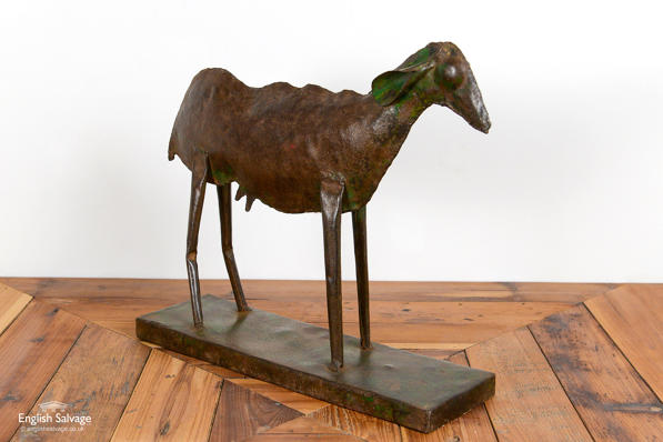 Reclaimed folk art metal goat sculpture 