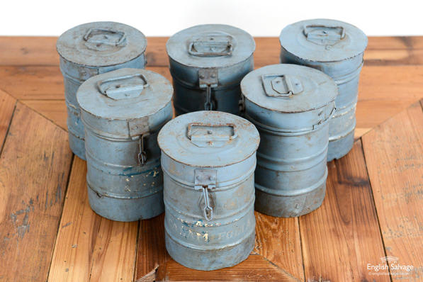 Reclaimed grey rustic canisters with lids