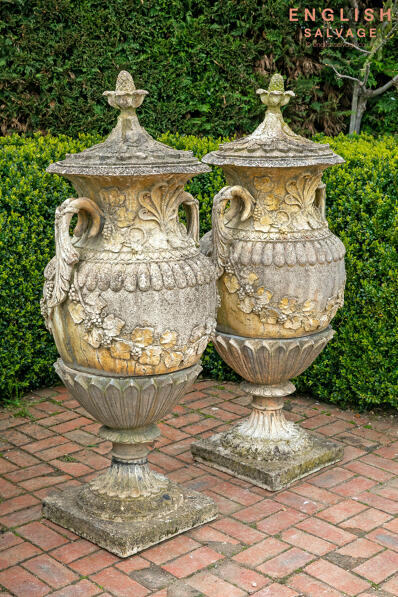 Reclaimed large Swedish style finial urns