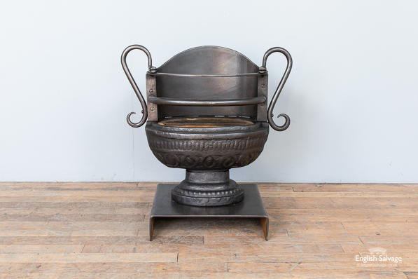 Reclaimed neoclassical cast iron fire basket