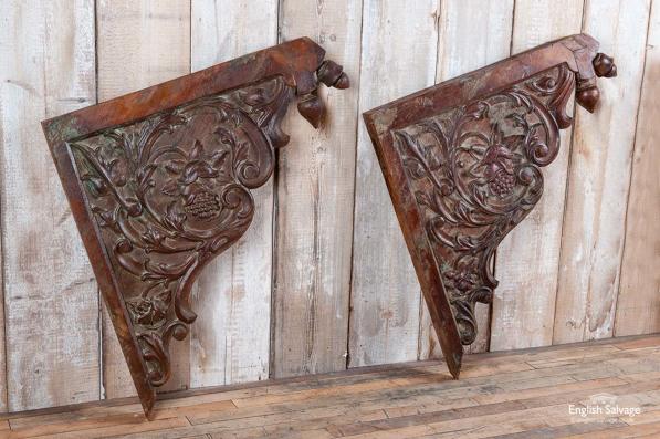 Reclaimed ornately carved teak brackets