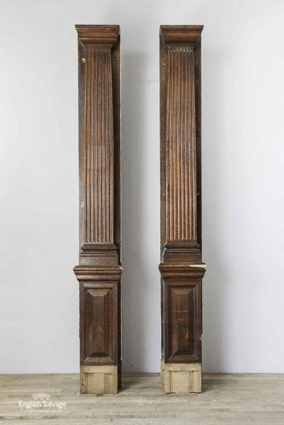 Reclaimed pair of reeded hardwood columns