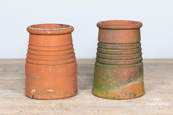Reclaimed ribbed chimney pots