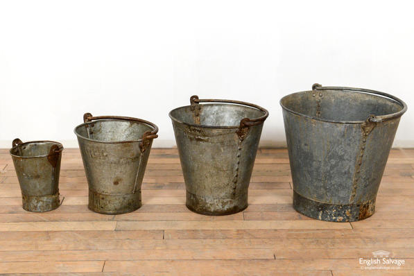 Reclaimed rustic galvanized buckets 