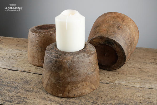 Reclaimed Rustic Hardwood Candle Holders