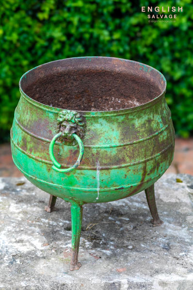 Reclaimed small cast iron cauldron