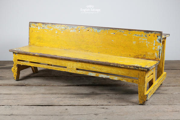 Reclaimed Yellow Painted Vintage School Bench