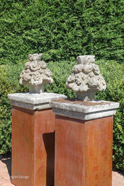 Reconstituted stone fruit basket finials