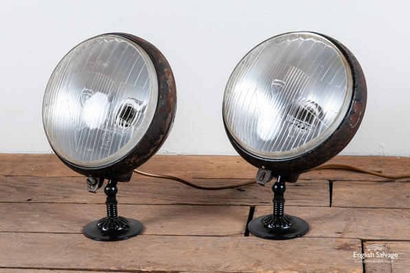 Repurposed vintage car headlamp lights