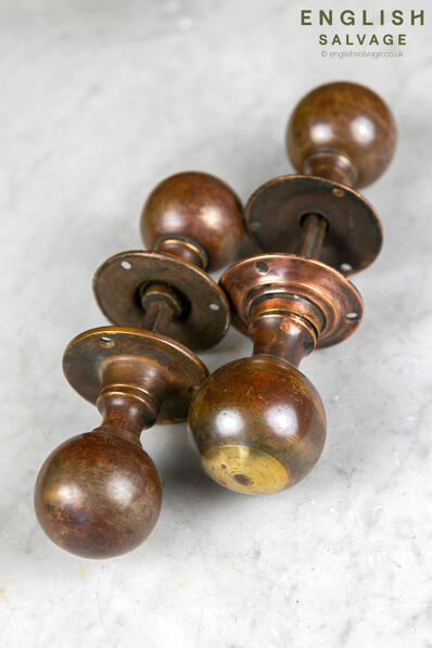 Round bronze Edwardian door knobs
