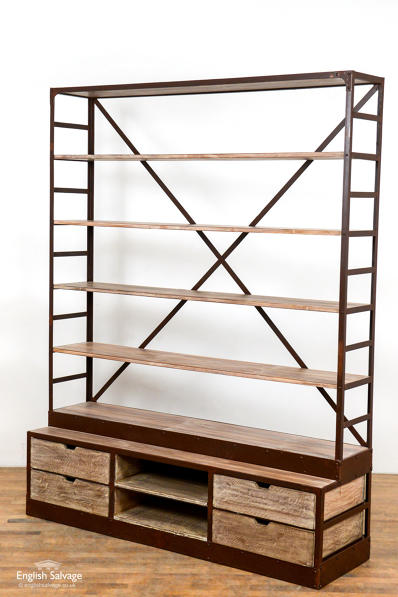 Rustic Industrial Shelving Drawer Unit, Industrial Shelving With Drawers