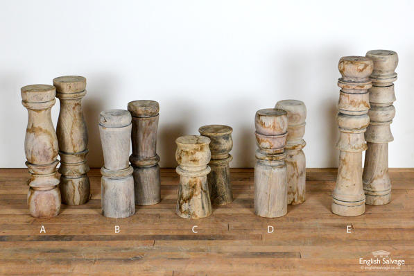 Rustic large turned pine candle stands