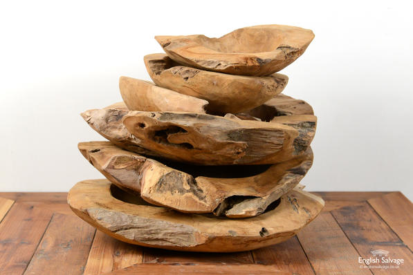 Rustic teak root wooden bowls