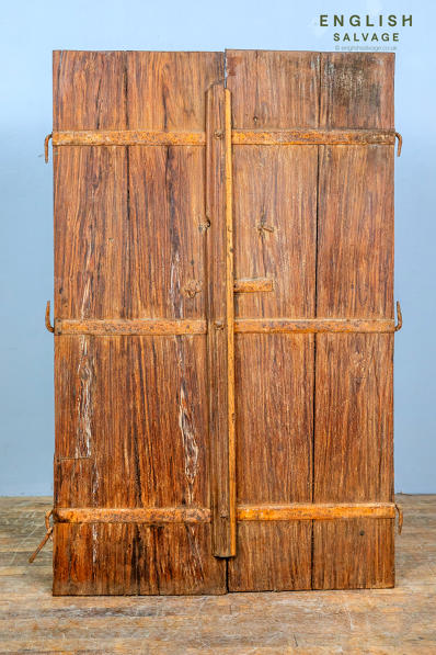 Salvaged antique wooden window shutters 