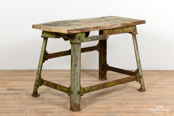 Salvaged bandsaw table with oak top