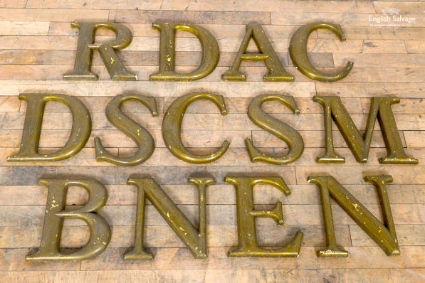 Salvaged bronze coloured large lettering