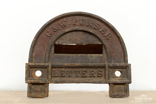 Salvaged cast iron letterbox slot