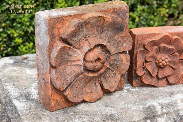 Salvaged decorative rose terracotta bricks