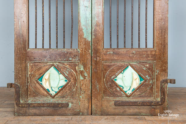 Salvaged Indian double doors with tiling