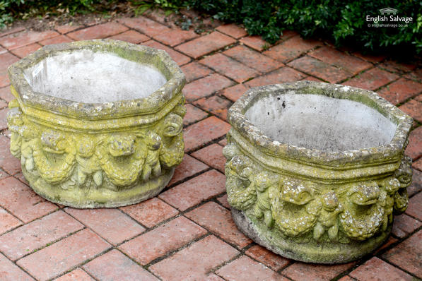 Salvaged octagonal weathered planters