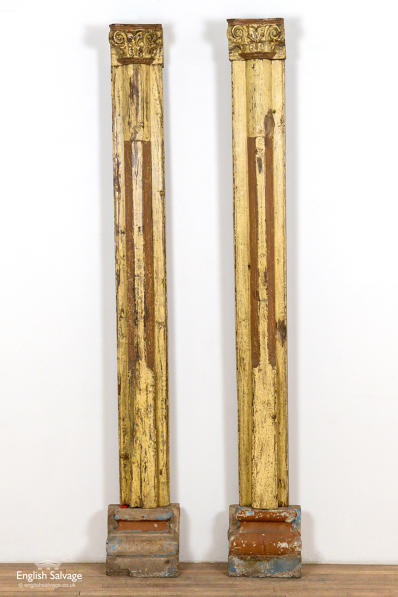 Salvaged pair of hardwood half pillars
