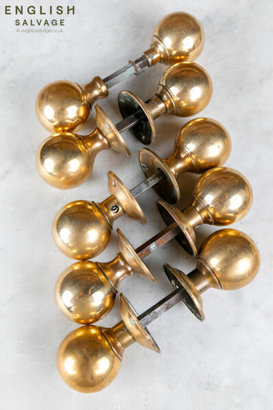 Salvaged period brass door knobs
