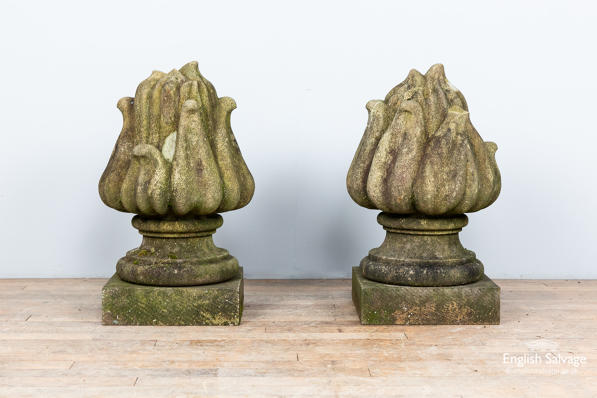 Salvaged stone flame finials
