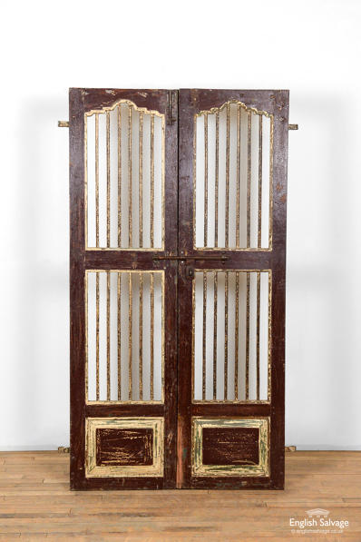 Salvaged teak Jali doors with fielded panels 