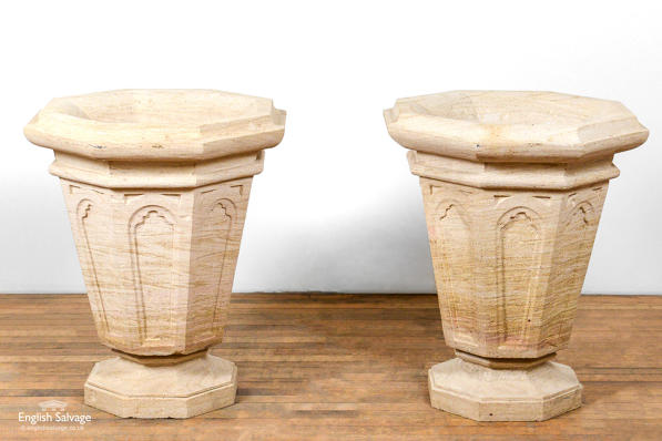 Sandstone Gothic planters / urns 