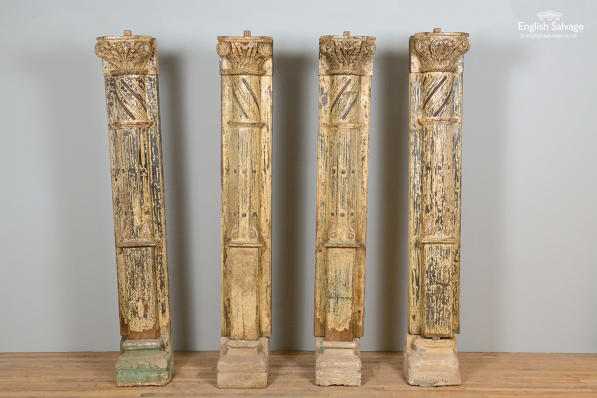Set of 4 reclaimed teak columns / pilasters