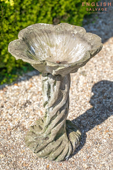 Shabby stoneware naturalistic birdbath