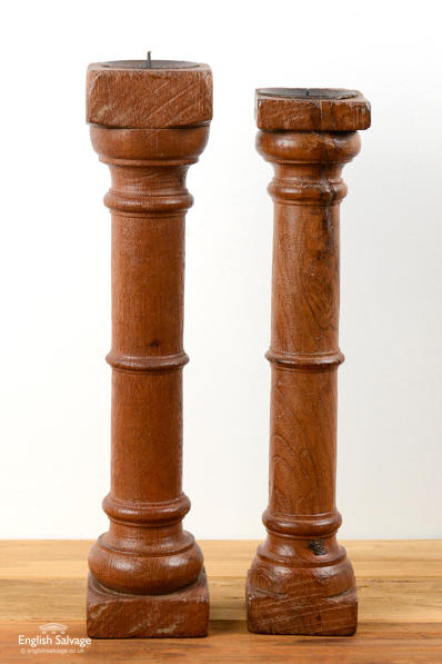 Simple turned wooden candlesticks