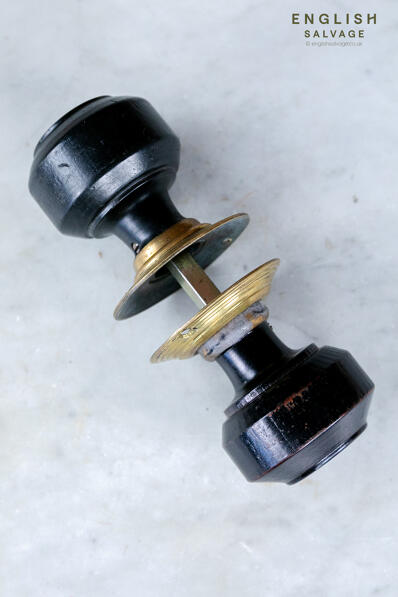 Single pair of Victorian ebony door knobs