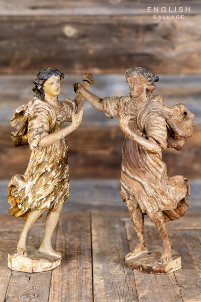 Small 18th Century polychrome angel figures