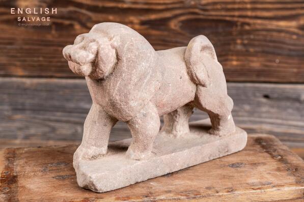 Small antique carved stone lion from India