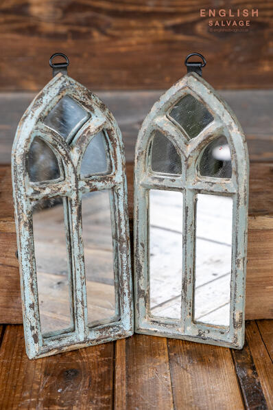 Small cast iron Gothic arch mirrors