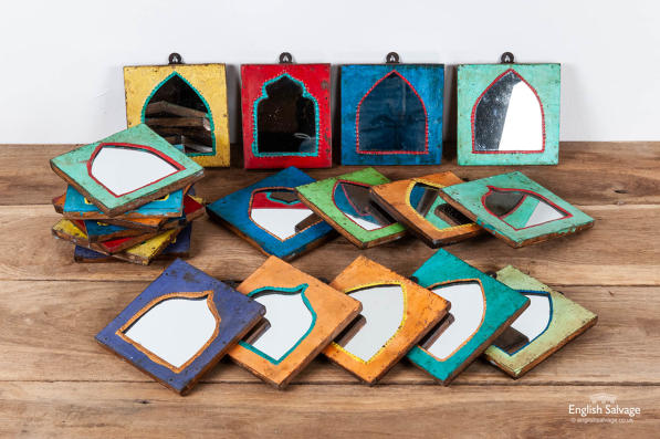 Small Indian Mirrors In Colourful Frames, Small Mirror Photo Frames