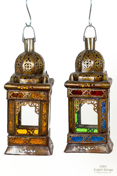 Small Moroccan multicoloured glass lanterns