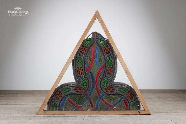 Stained glass tri-shaped panel